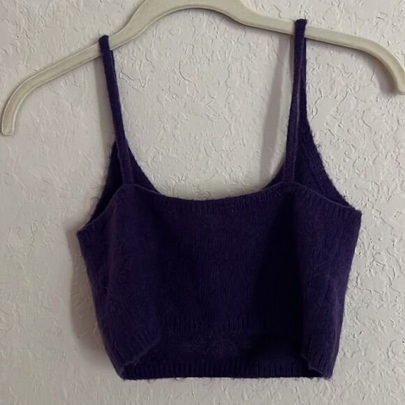 ZARA PURPLE CROP TOP WITH GOLD BEAD FLORAL PRINT SIZE SMALL NWOT - Picture 5 of 6